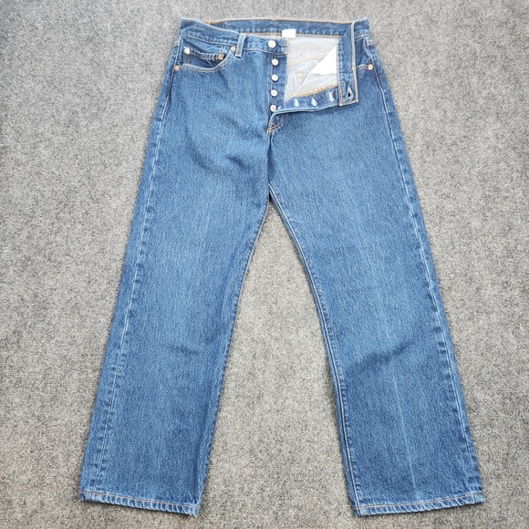 Vintage Levis 501XX Jeans Mens 31x28 (35x32 Tag) Button Fly Y2K Blue Denim - Picture 1 of 16